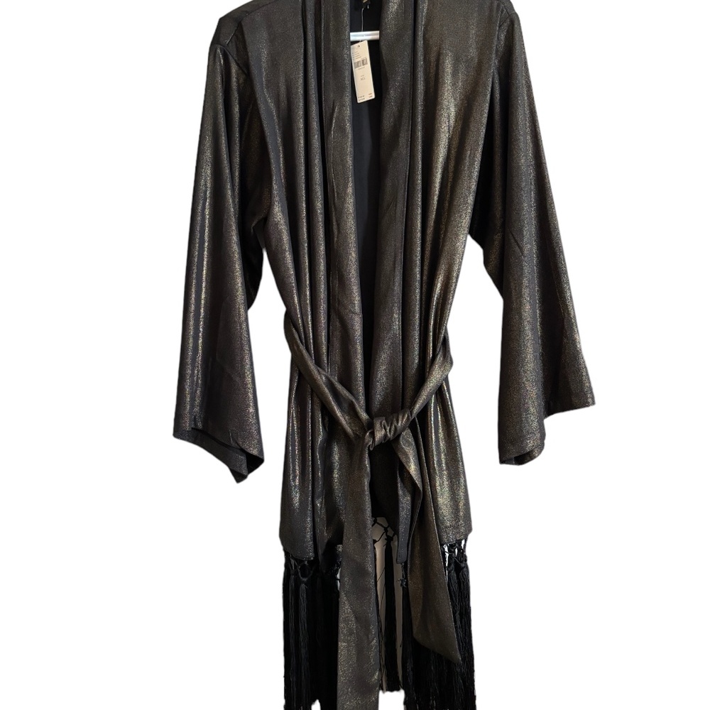 Anthropologie "In Our Nature" Black with gold thread kimono, One Size. Brand New - Picture 5 of 5